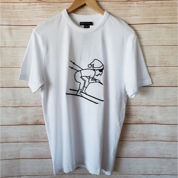 French Connection 100% Cotton Embroidered Skier Short Sleeve T-Shirt - Picture 5 of 10